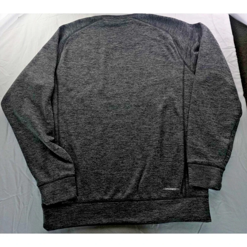 ADIDAS Gray Black Marled Print Climawarm Long Sleeve‎ Sweater Top M Pullover